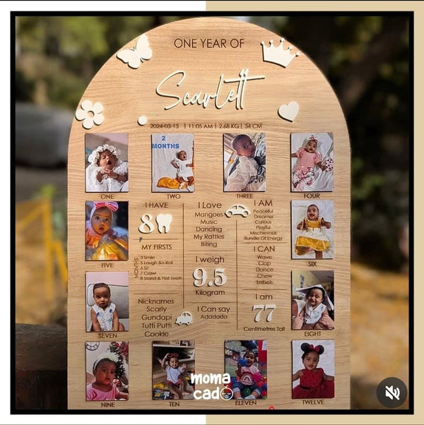 Personalized 1–12 Month Baby Photo Frame Keepsake