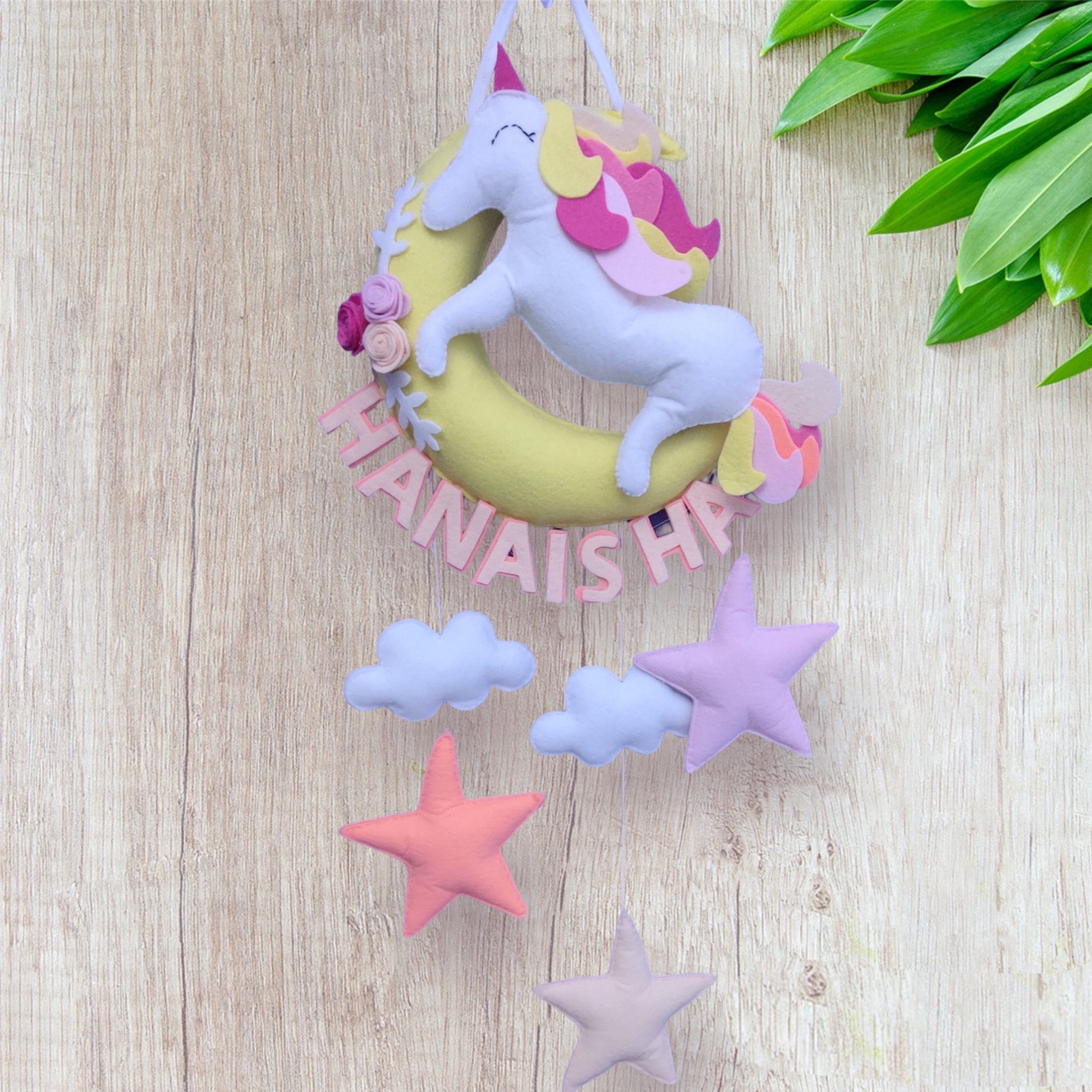 Unicorn Love Customized Name Plate Wall Hanging