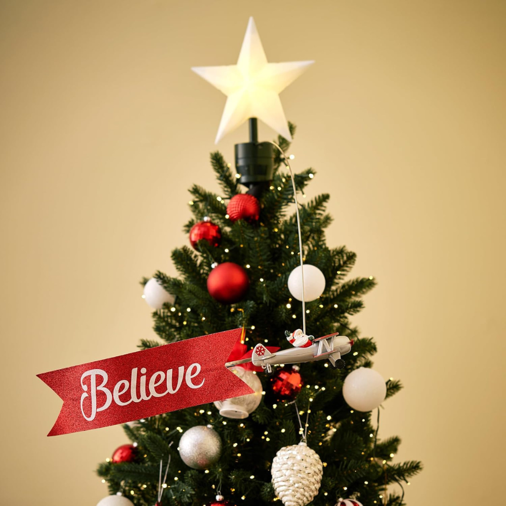 Mr. Christmas  Animated Biplane Tree Topper with Banner