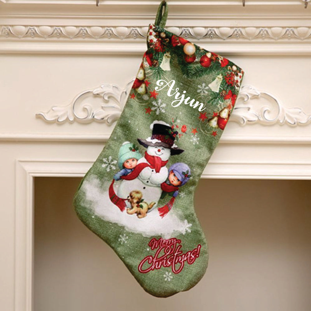 Snowman & Friends Velveteen Stockings - Set Of 3