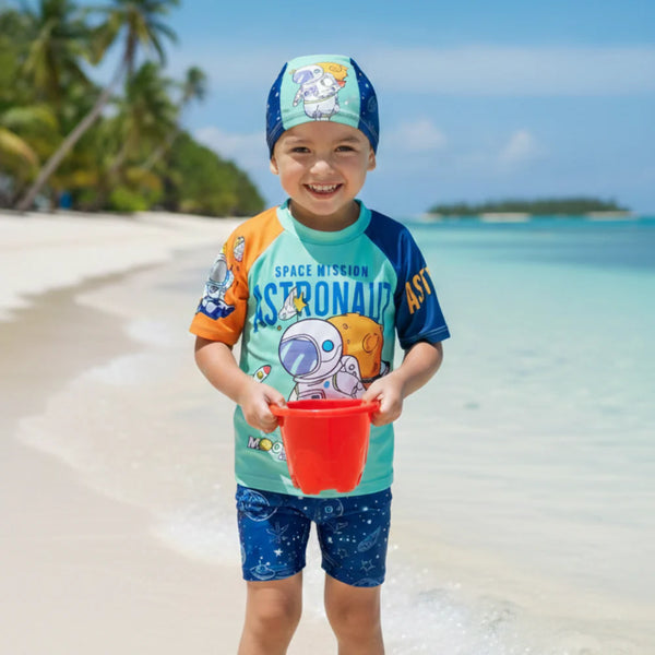 2 pcs Little Space Explorer Swim Set with Cap