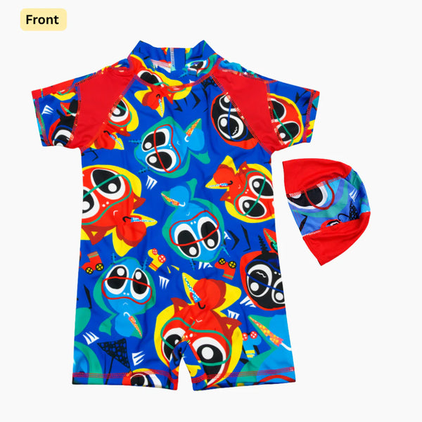 2 pcs Happy Splash Monsters Swim Suit with Cap