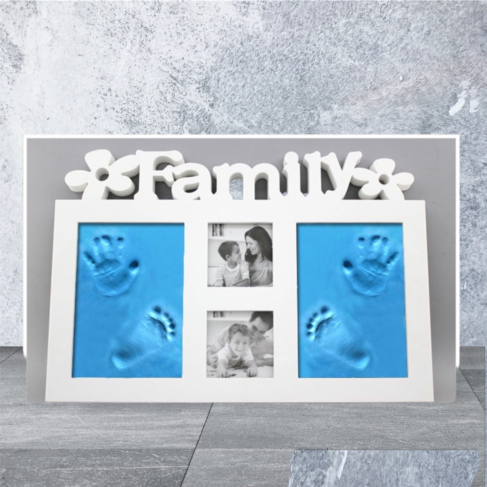 Family Hand and Foot Casting Photo Frame-Blue