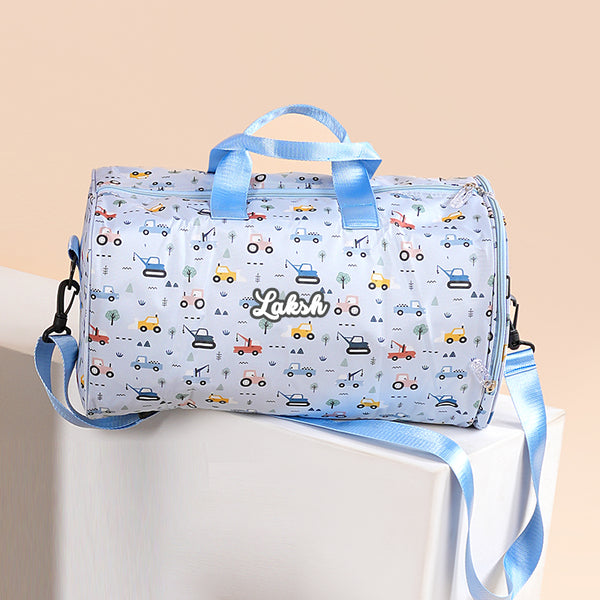 Vehicles Personalized Kids Duffel Bag