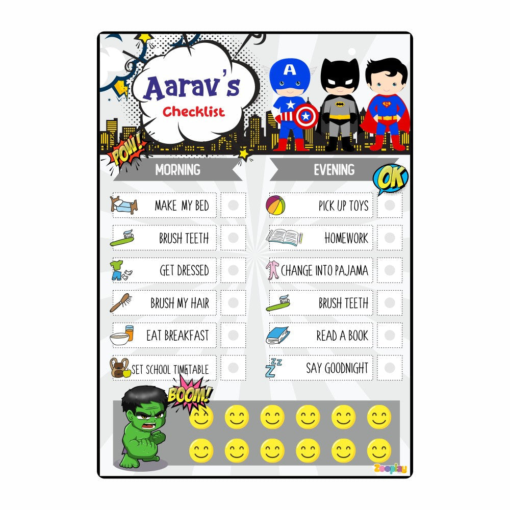 Daily Reward Chart Personalised  –  Superhero