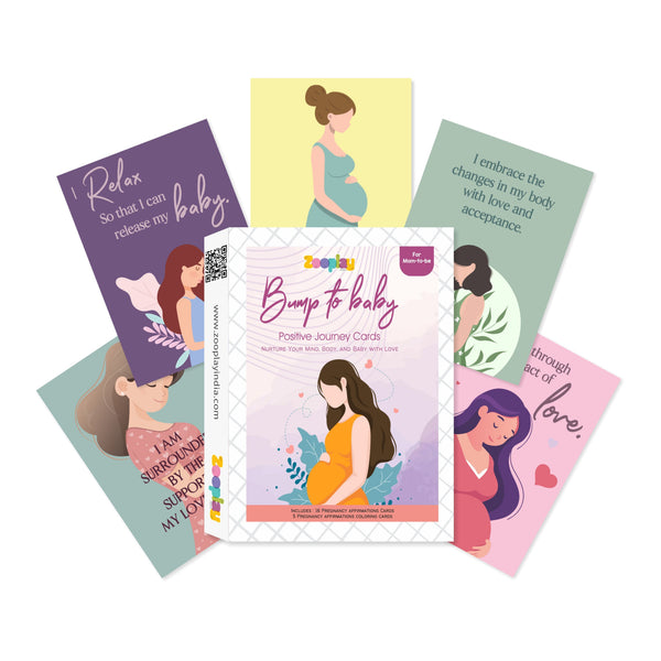 Bump to Baby – Positive Journey Cards for Mom-to-Be | 21 Pregnancy Affirmation & Mindfulness Cards | 16 Uplifting Affirmations + 5 Calming Coloring Cards