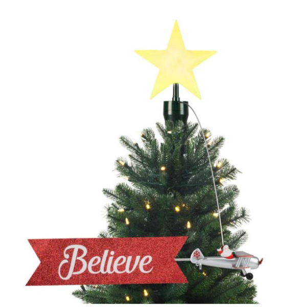 Mr. Christmas  Animated Biplane Tree Topper with Banner