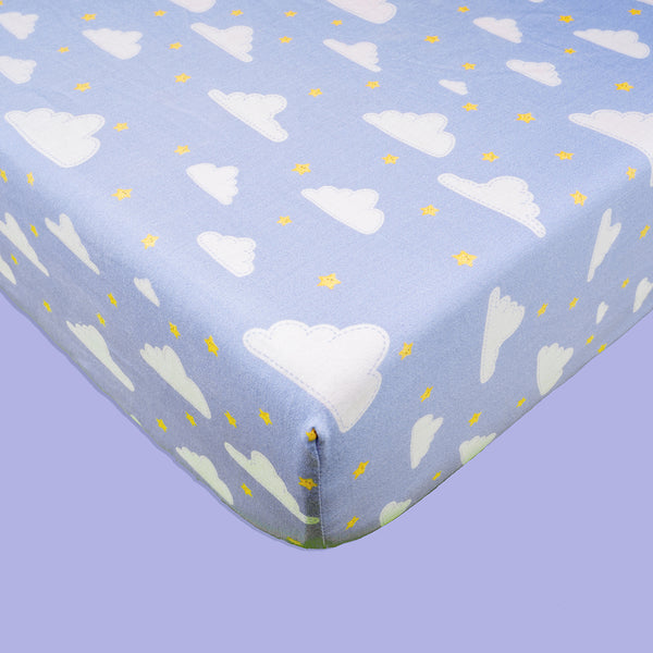 Organic Fitted Cot Sheet-Clouds