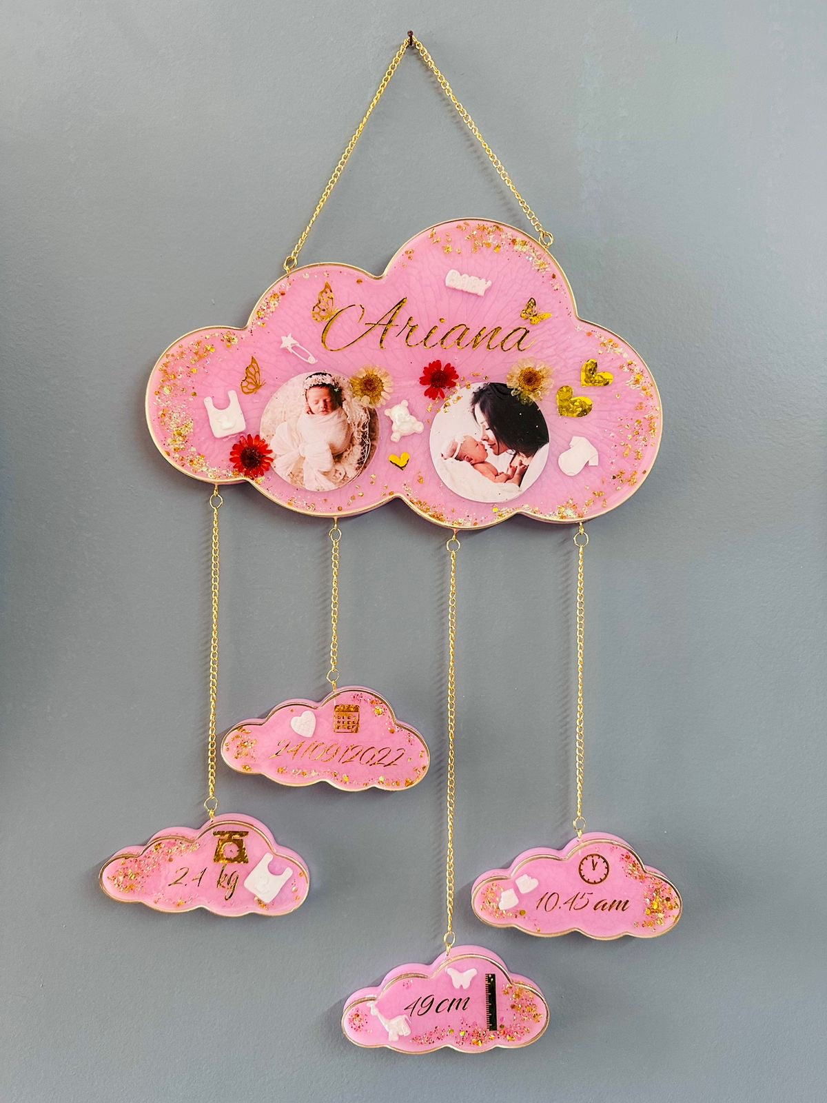 Birth Details Resin Photo Frame-Cloud