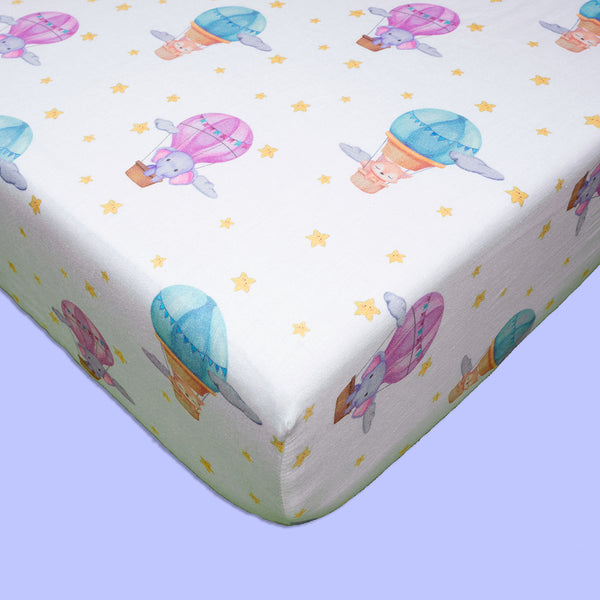 Organic Fitted Cot Sheet-Hot Air Balloons