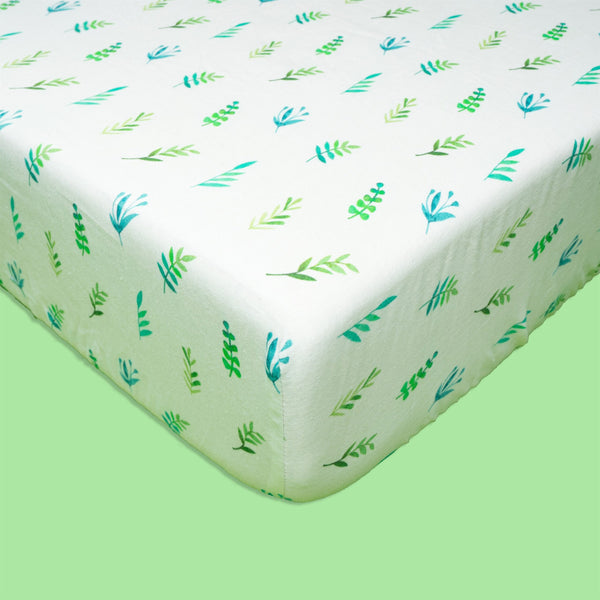 Organic Fitted Cot Sheet-Leaves