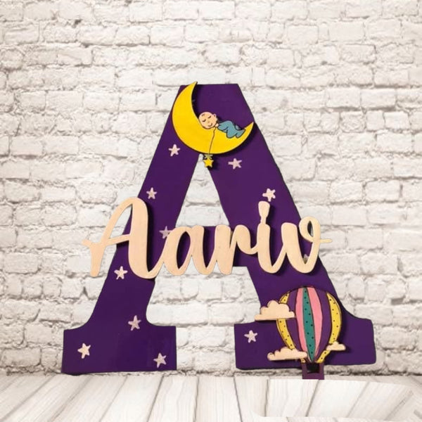 Moon Monogram Home Decor Name Plate