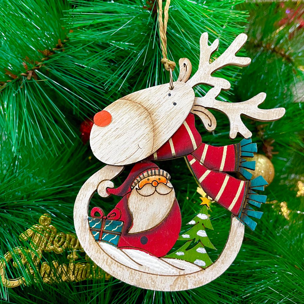 Rustic Rudolph Ornament - Santa