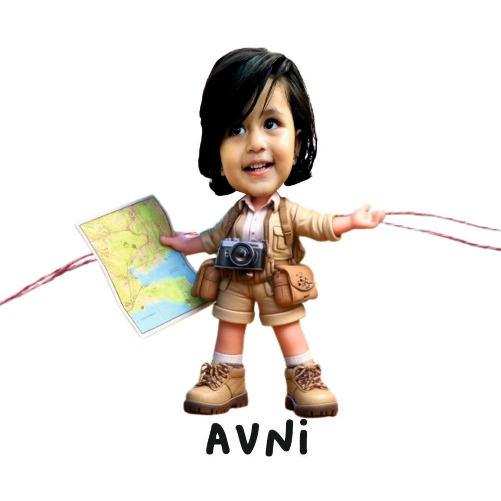 Personalised Caricature Rakhi - Miss Adventure