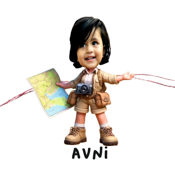 Personalised Caricature Rakhi - Miss Adventure