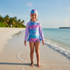 Lilac Pearl Mermaid Zip Swimsuit with cap