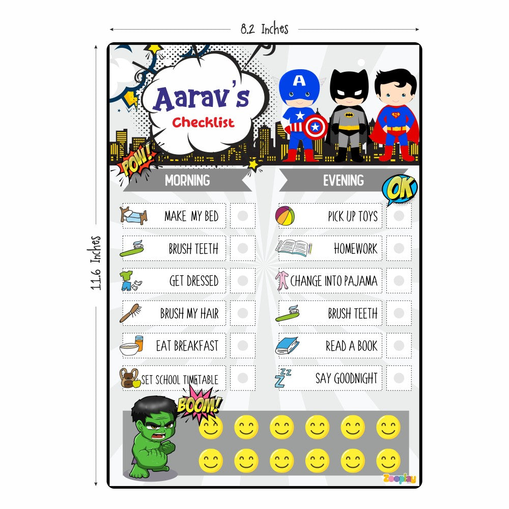 Daily Reward Chart Personalised  –  Superhero