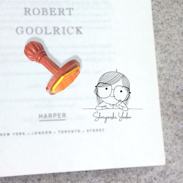 Book stamp - Girl with specs