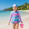 Lilac Pearl Mermaid Zip Swimsuit with cap