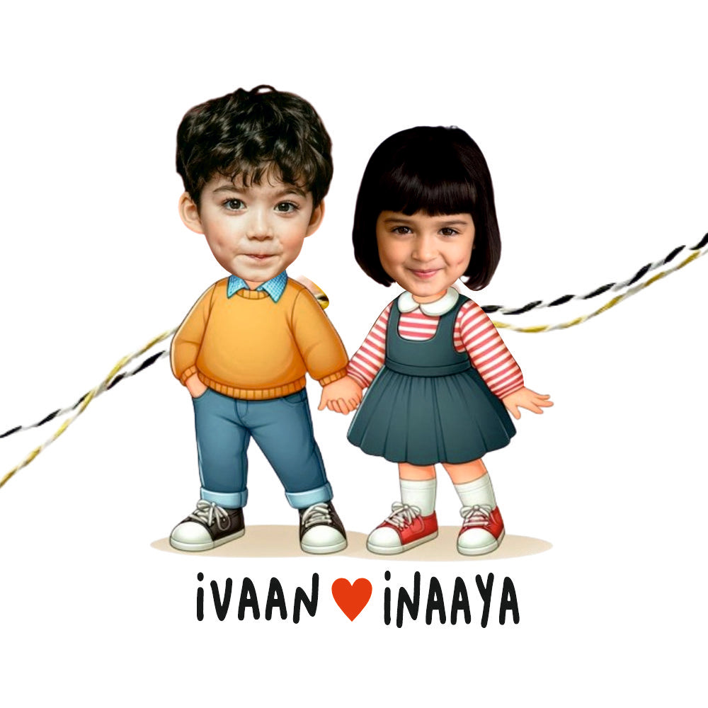 Personalised Caricature Rakhi -Partners in Crime