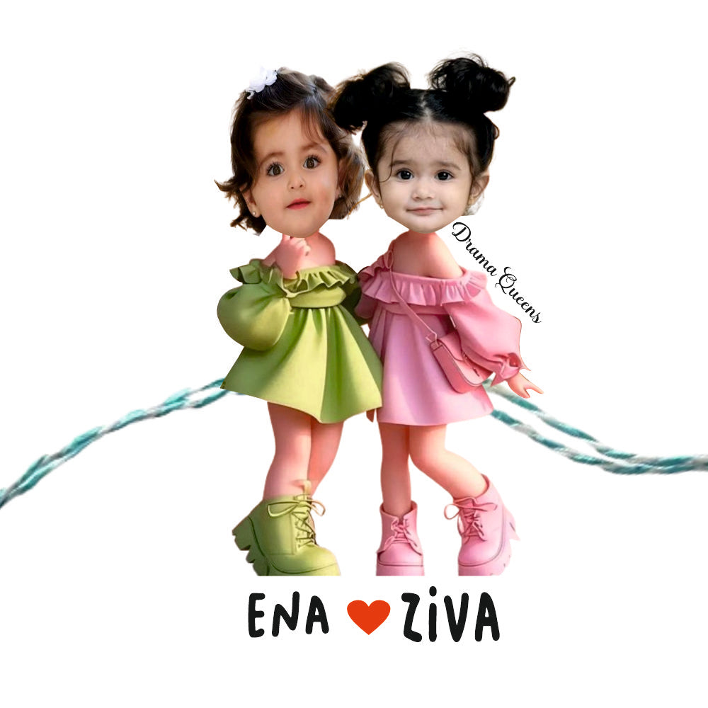 Personalised Caricature Rakhi - Twin Legends