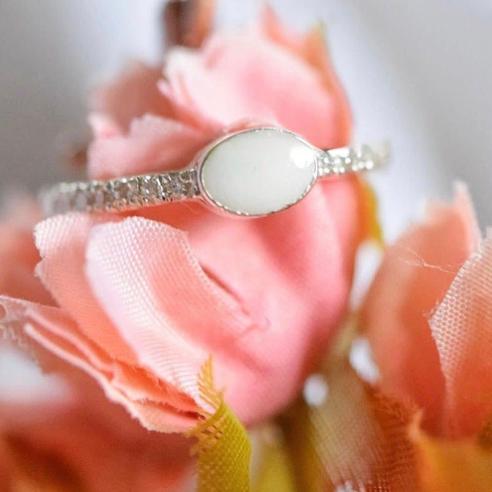 Oval Breastmilk Jewellery Silver Ring