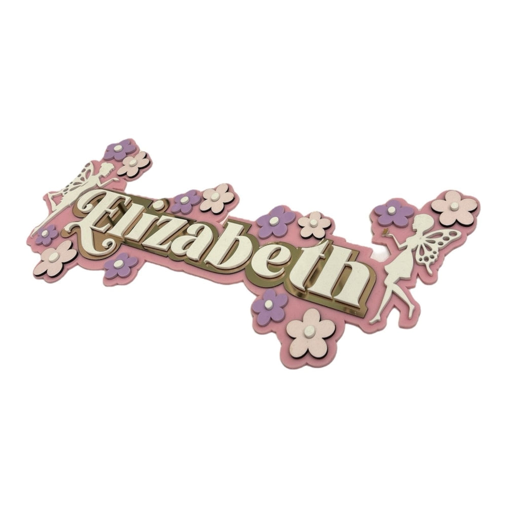 3 Layer Name Plaque- Fairyland Floral