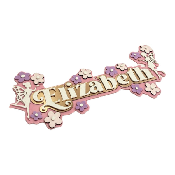 3 Layer Name Plaque- Fairyland Floral