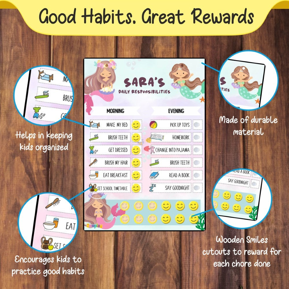 Daily Reward Chart Personalised  –  Mermaid Cove