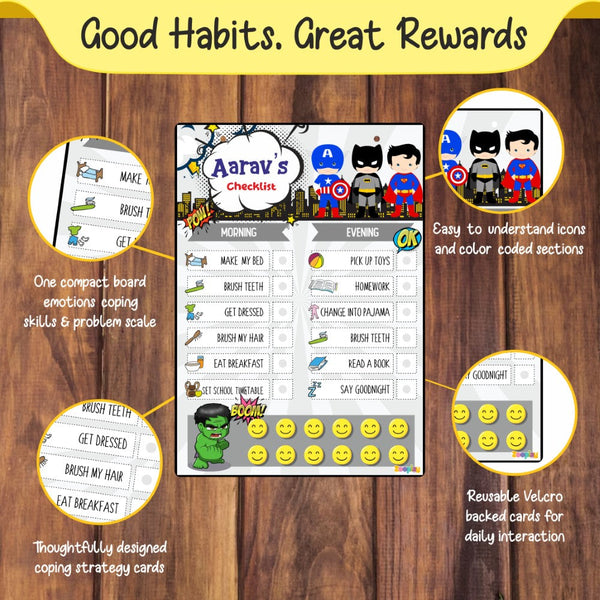 Daily Reward Chart Personalised  –  Superhero