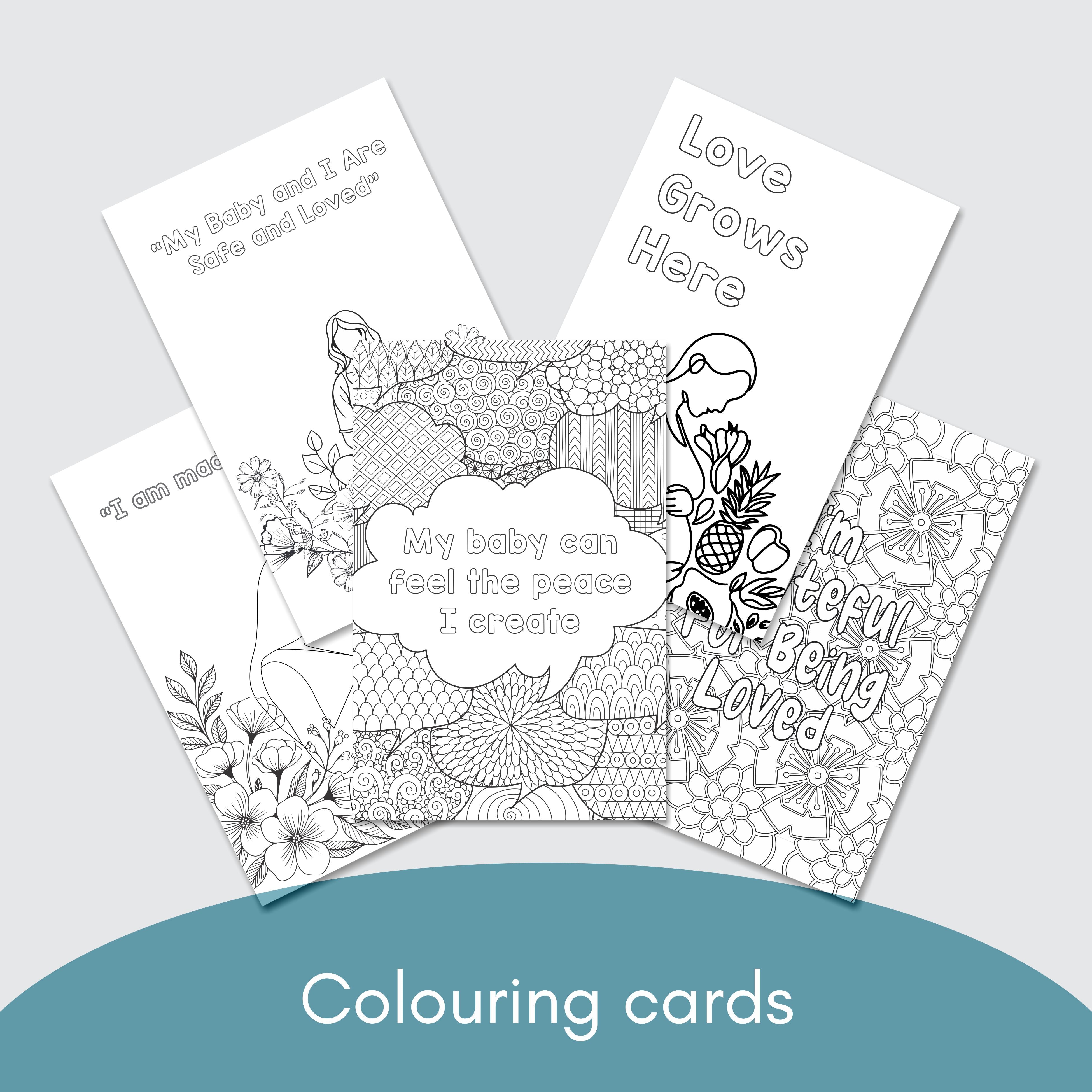 Bump to Baby – Positive Journey Cards for Mom-to-Be | 21 Pregnancy Affirmation & Mindfulness Cards | 16 Uplifting Affirmations + 5 Calming Coloring Cards