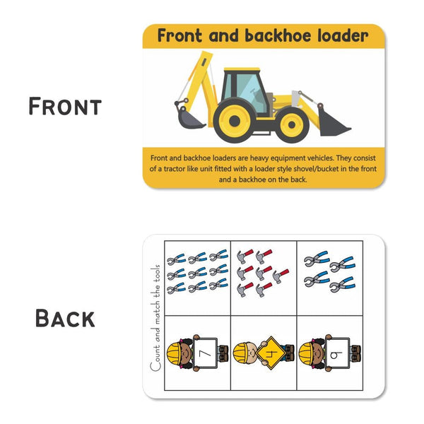 Construction Tools and Vehicles Flash Cards