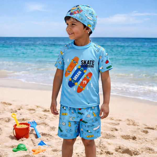 2pcs Urban Roll Skater Swim Set with Cap