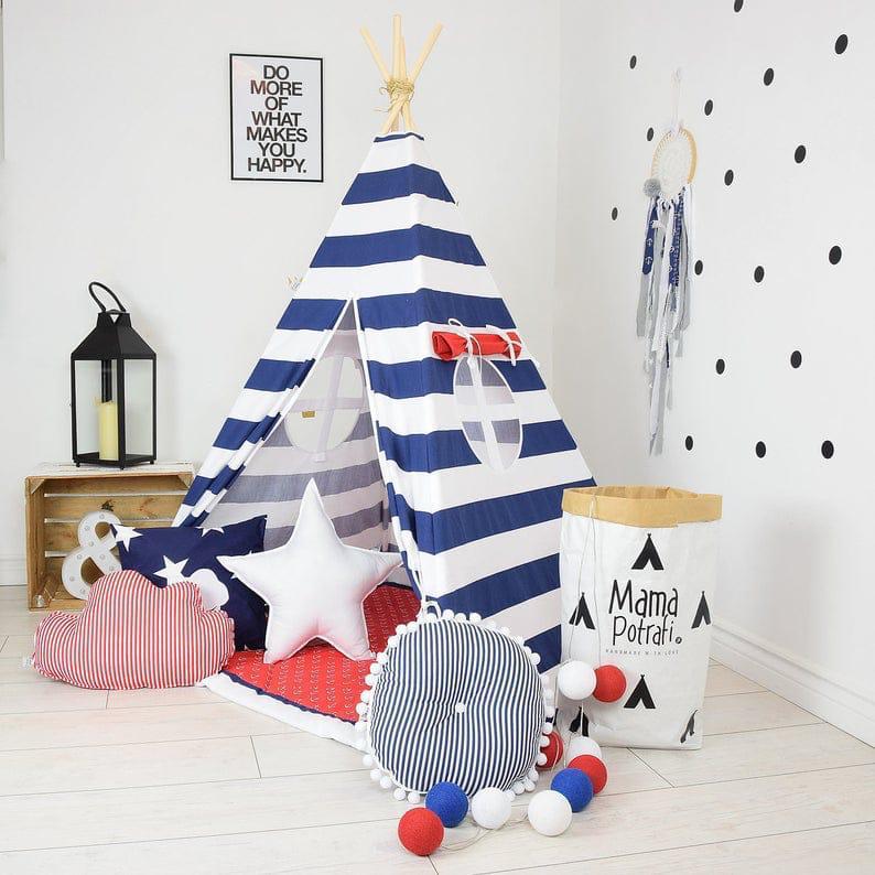 Blue Stripes Teepee Play Tent