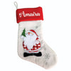 Red Band Linen Stockings- Big Checks Santa with Christmas Tree