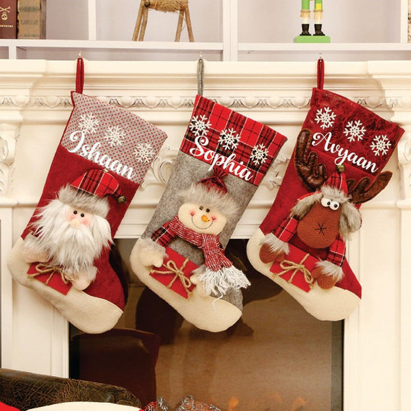 Red Gifts And Snowflake Stockings- Happy Santa