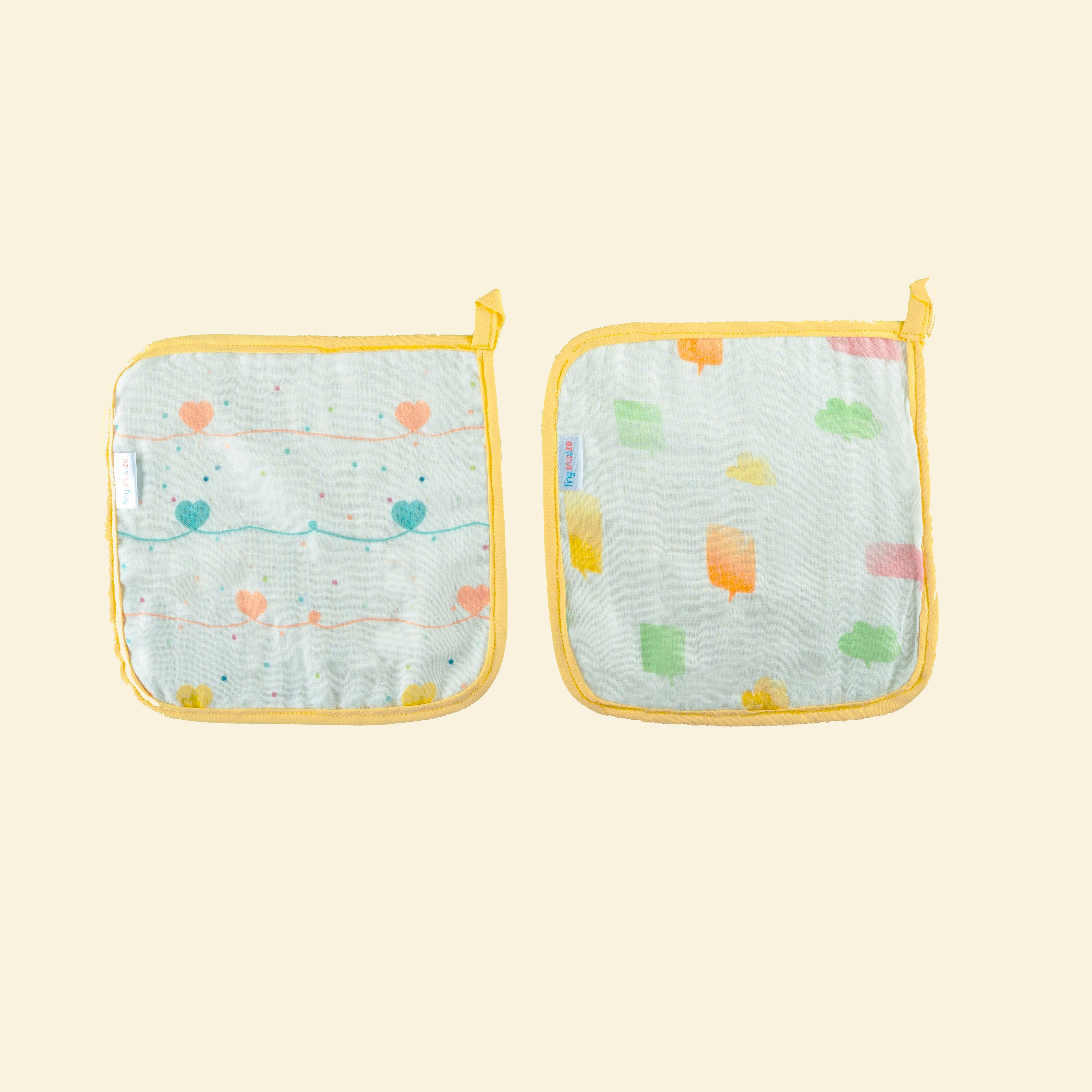 Yellow Mellow Organic Wash/Burp Cloth -2 Pcs