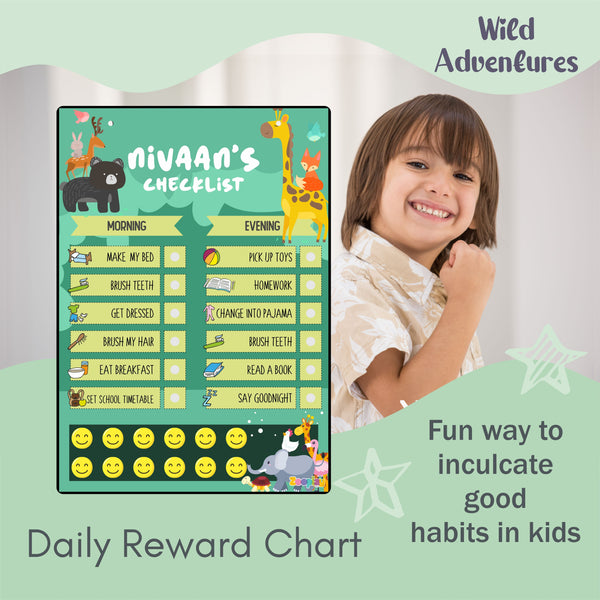 Daily Reward Chart Personalised  – Wild adventures