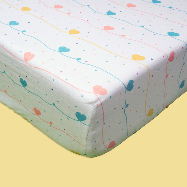 Organic Fitted Cot Sheet-Hearts