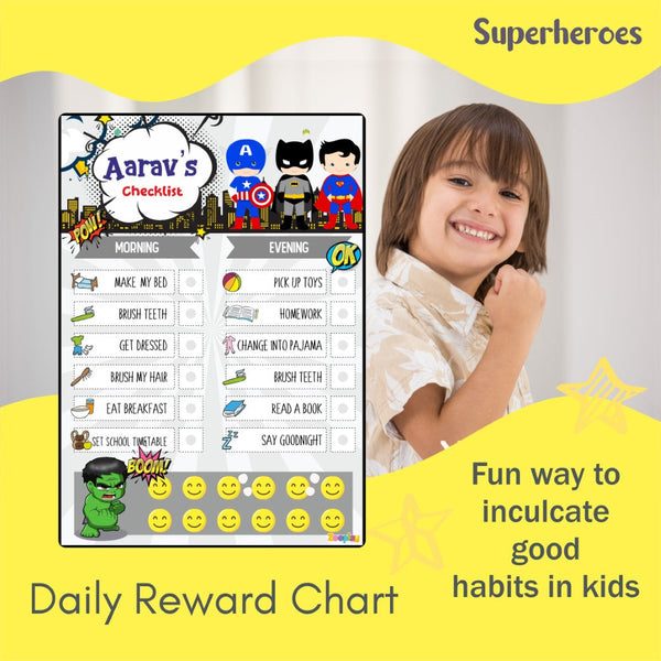 Daily Reward Chart Personalised  –  Superhero