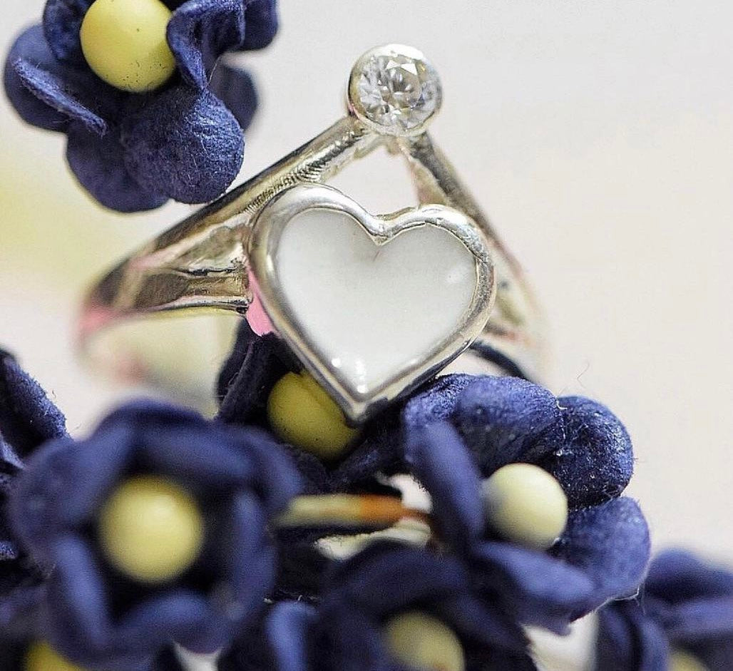 Tiny Heart Breastmilk Jewellery Silver Ring 