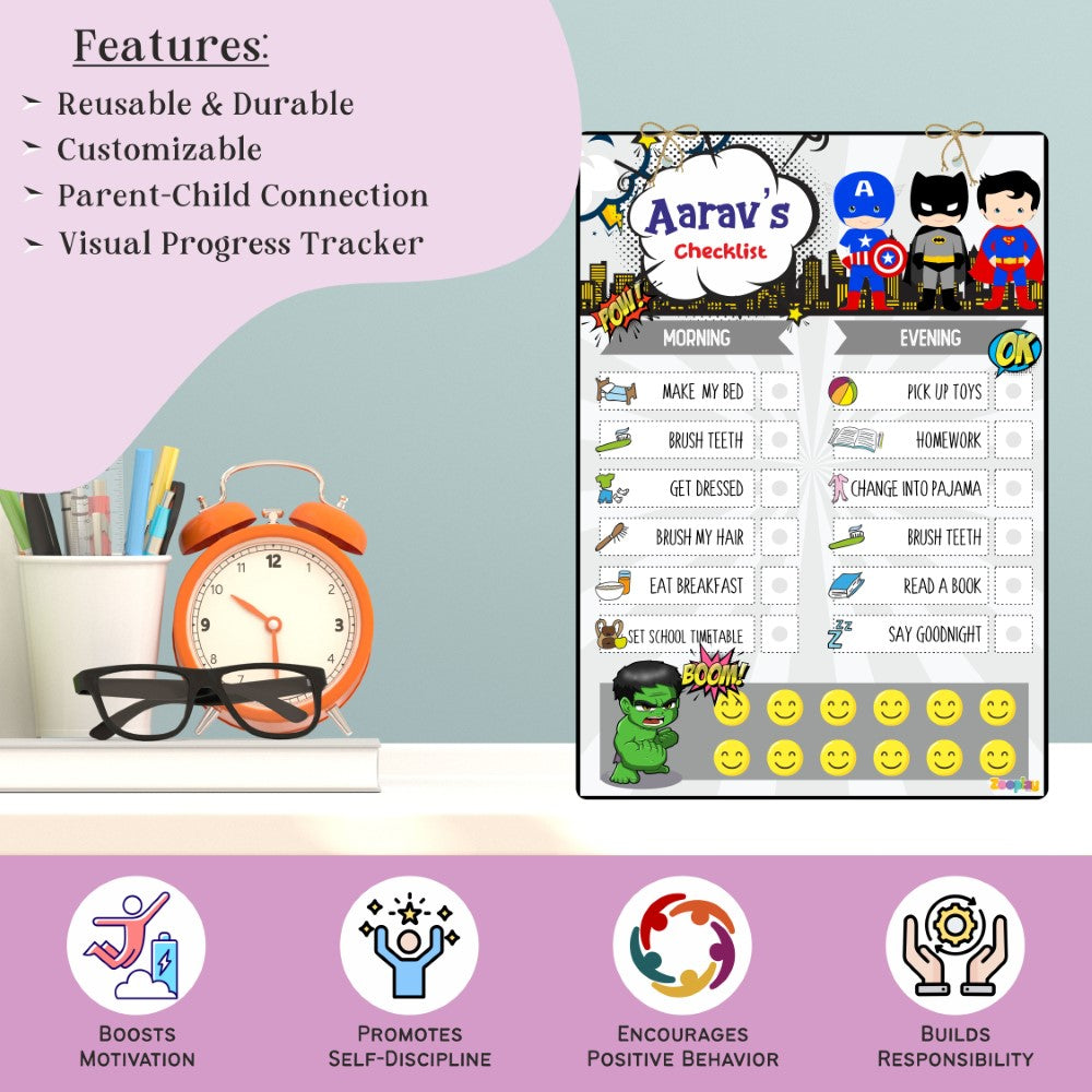 Daily Reward Chart Personalised  –  Superhero