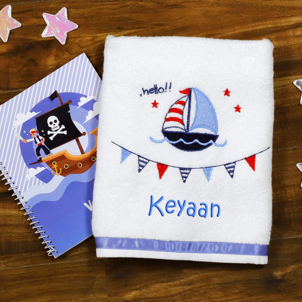 Blue Yacht Customised Baby Bath Towel