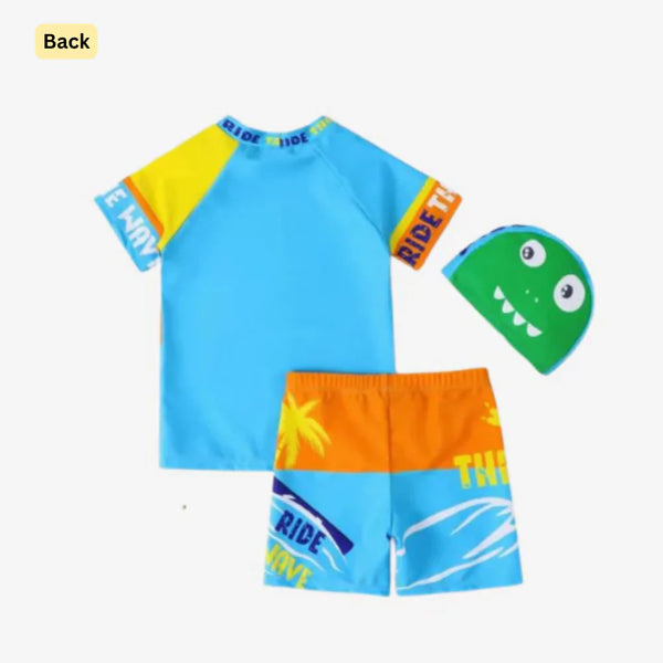 2pcs Space Dino Splash Swim Set with Cap