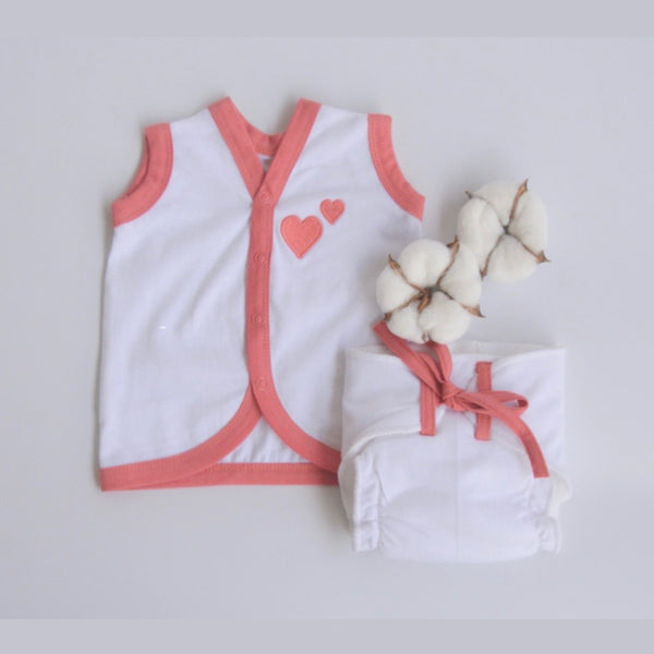 Pink Jhabla & Nappy Summer Set-2 Pcs