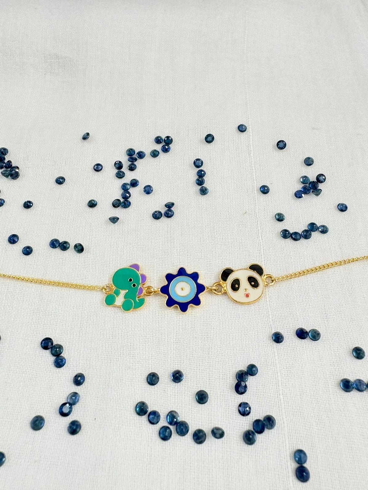 Triple Silver Charm Bracelet- Evil Eye