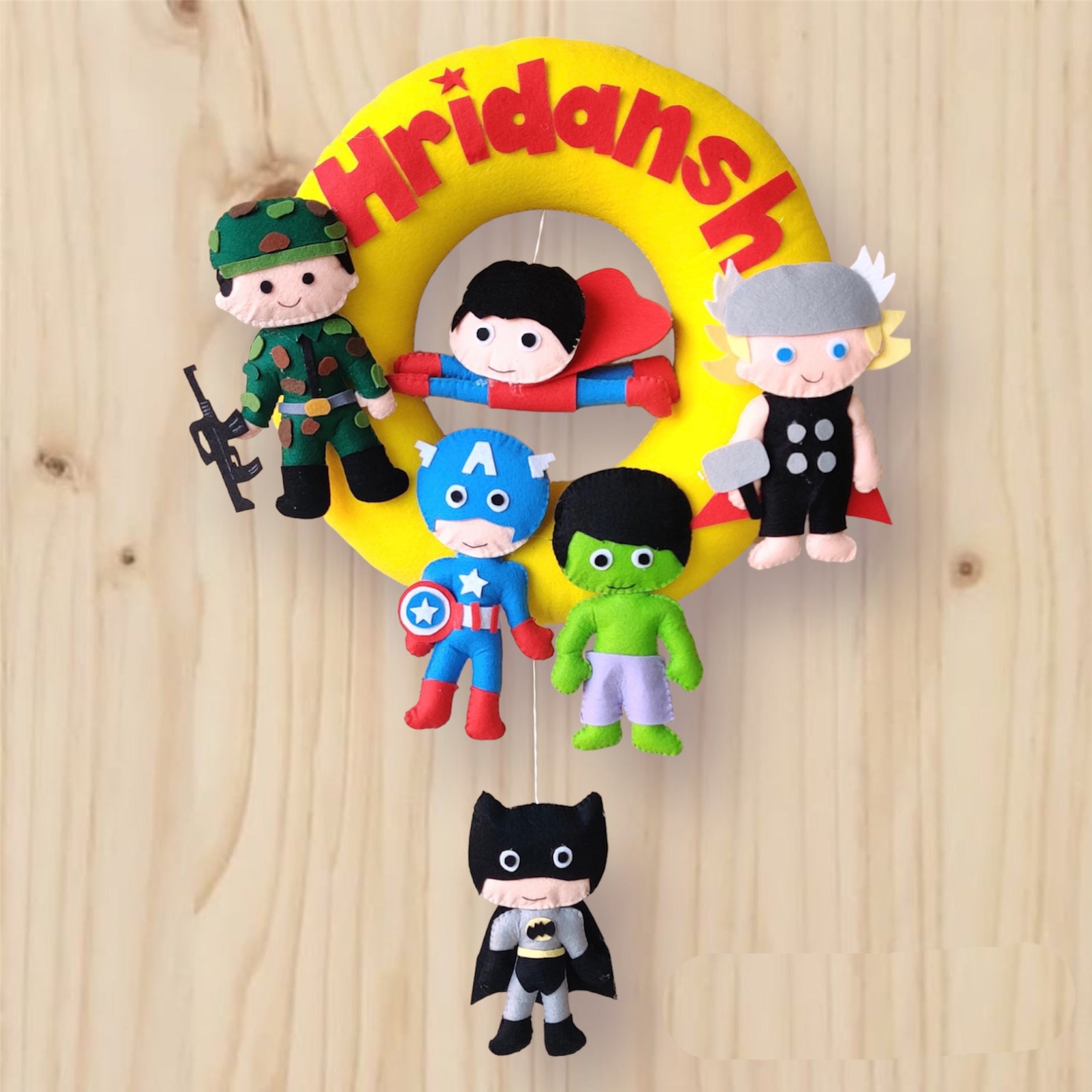 Superheroes Customized Name Plate Wall Hanging