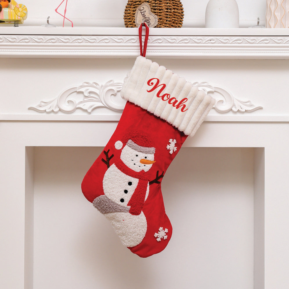 Santa and Frosty Festive Stocking- Snowy Snowman