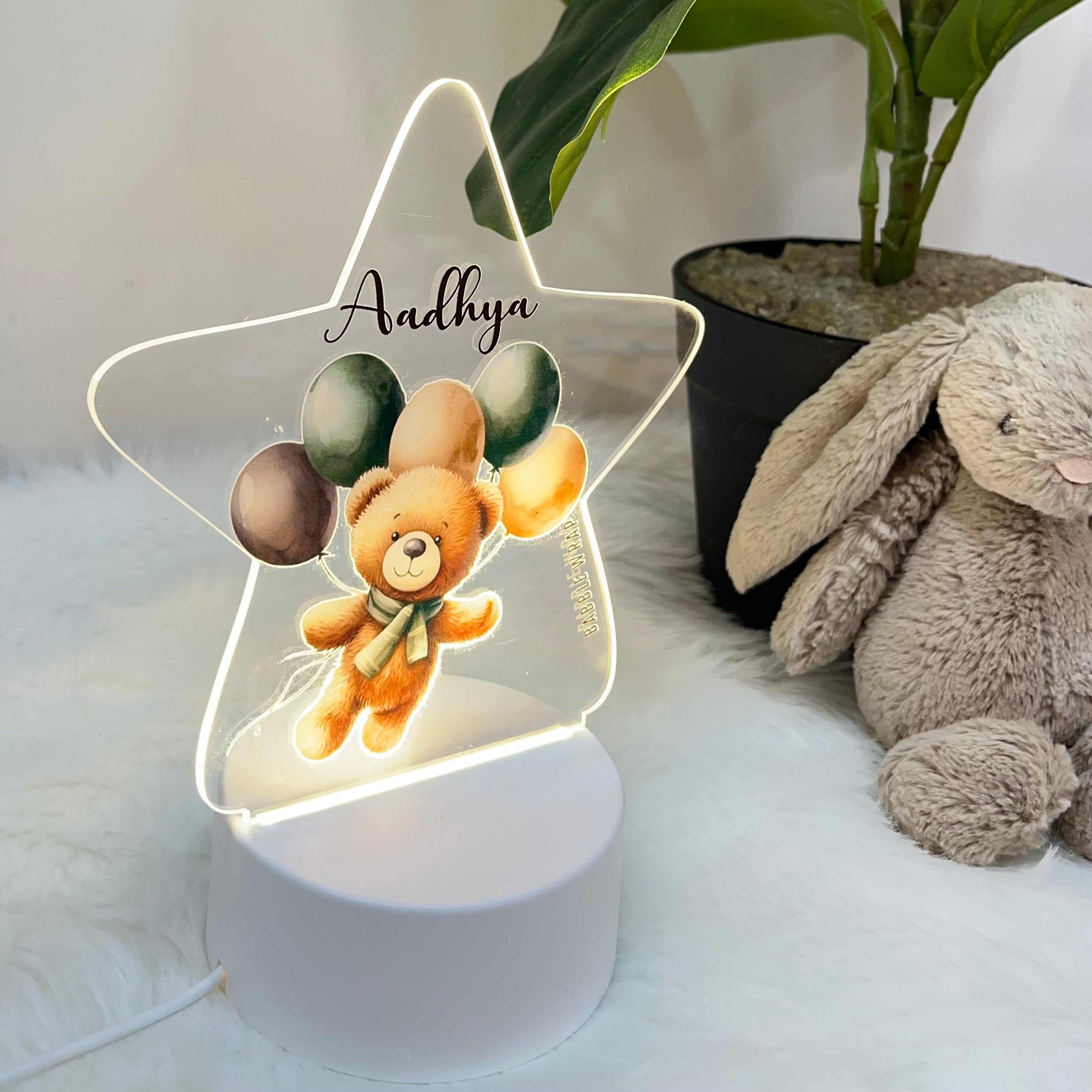 Acrylic LED Night Lamp - Balloon Bear