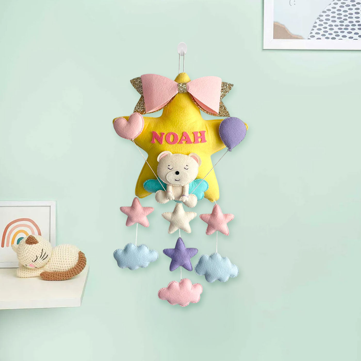 Teddy on a Star Name Hanging